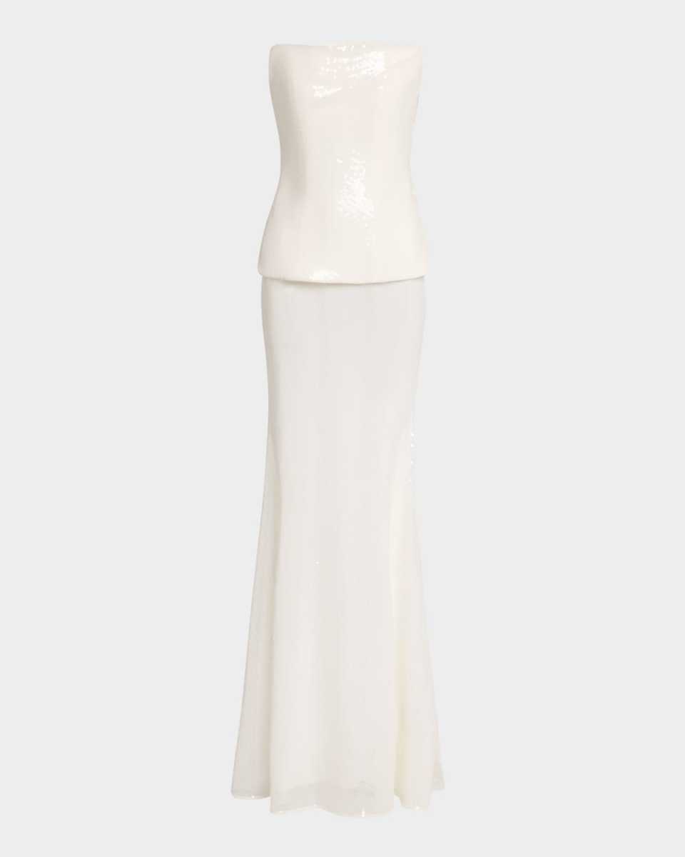 Strapless Longline Corset Sequin Gown